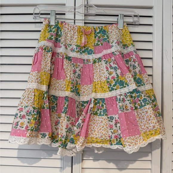 Mini Boden Colorful Patchwork Skirt - Pink, Yellow, Green - Picture 2 of 8